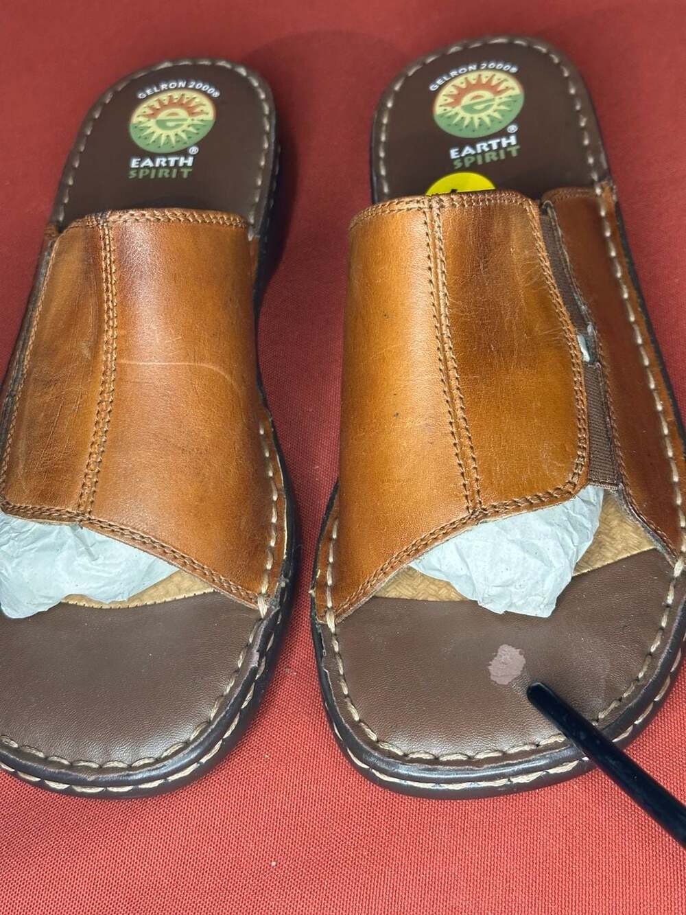 Earth Spirit Gelron 2000 Brown Leather Slide Sandals - Picture 2 of 4